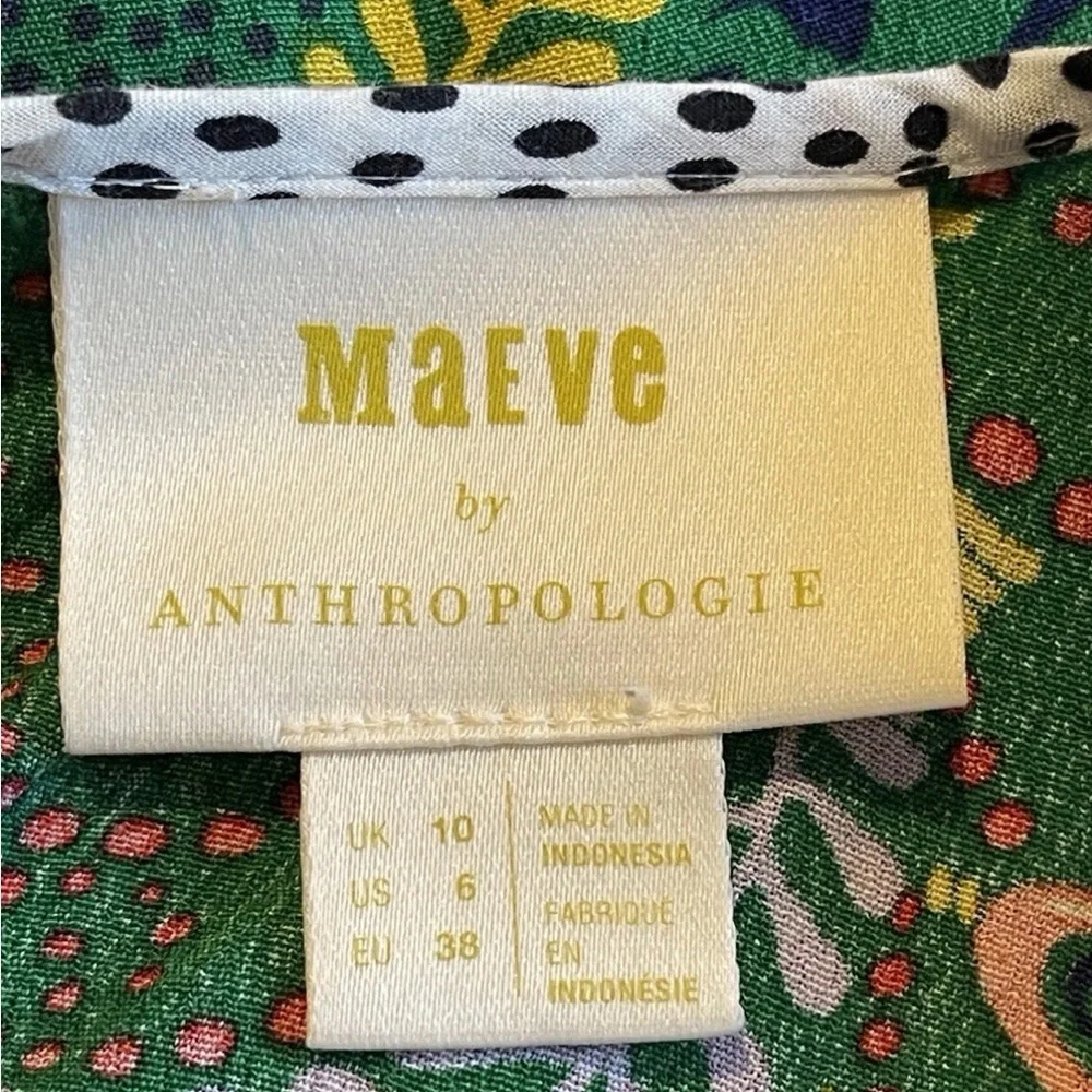 Anthropologie Maeve mini green printed floral dress Size 6 - Picture 4 of 8